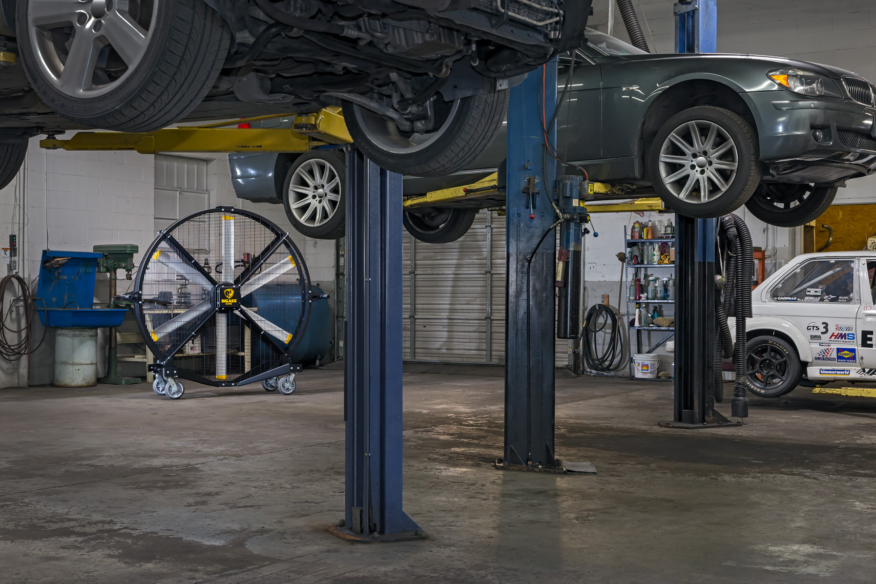  Black Jack Fan in garage for foreign auto service