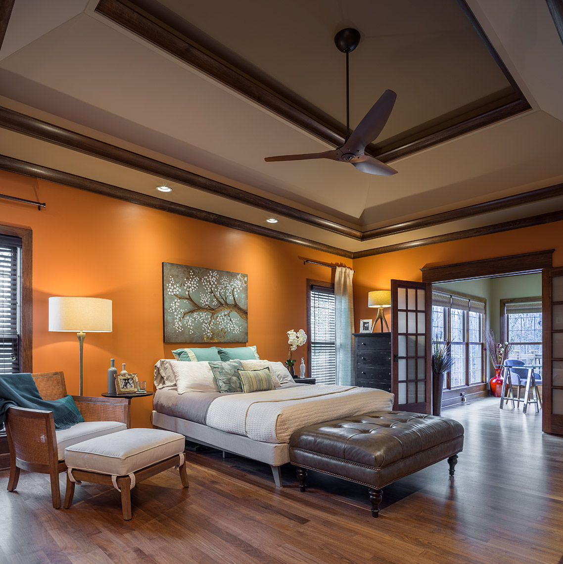Master bedroom at Louisville, Kentucky residence with Haiku ceiling fan