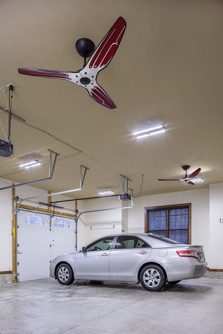 custom haiku fan in residence garage