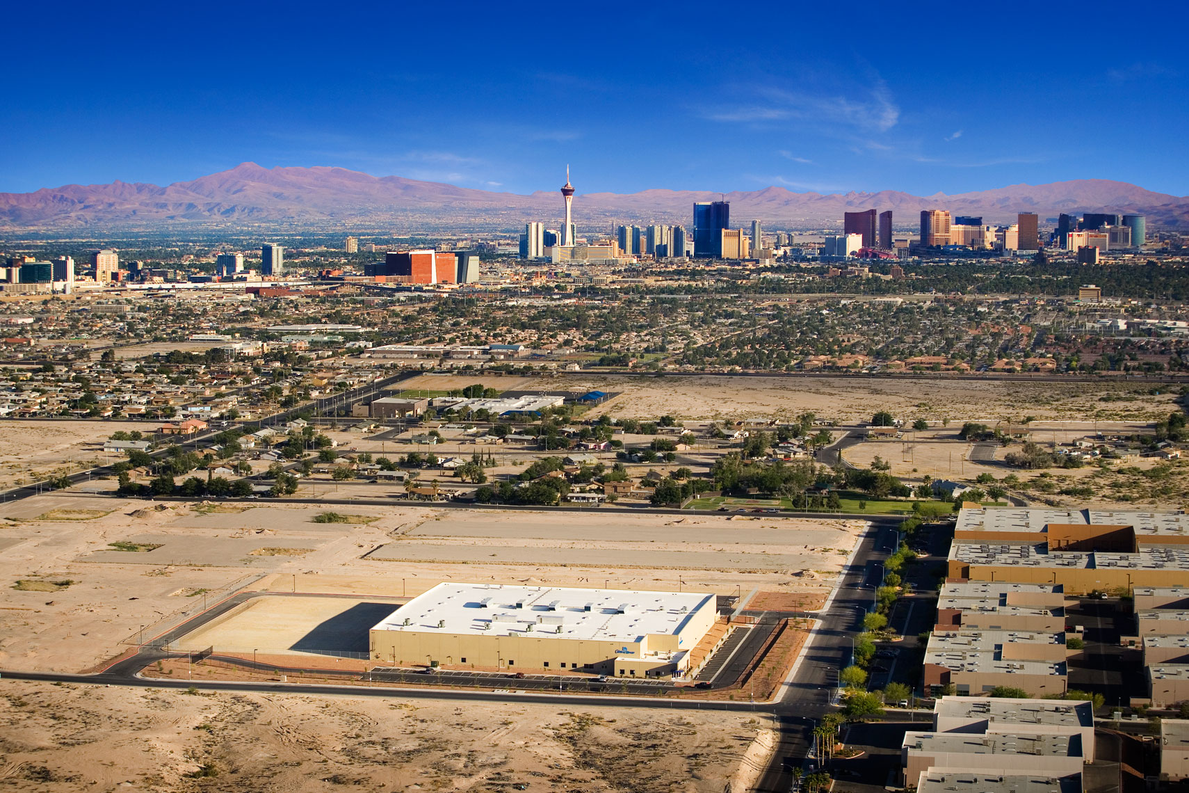 aerial view of las vegas industrial complex