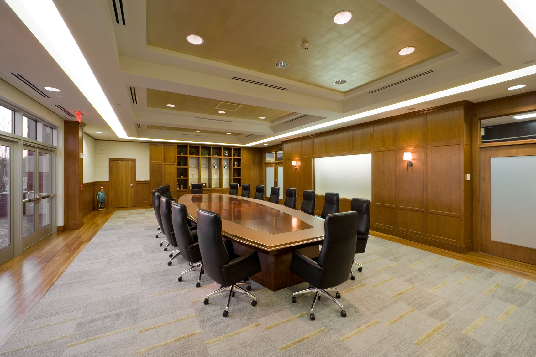 Large conference room with custom woodwork at Clare Rose