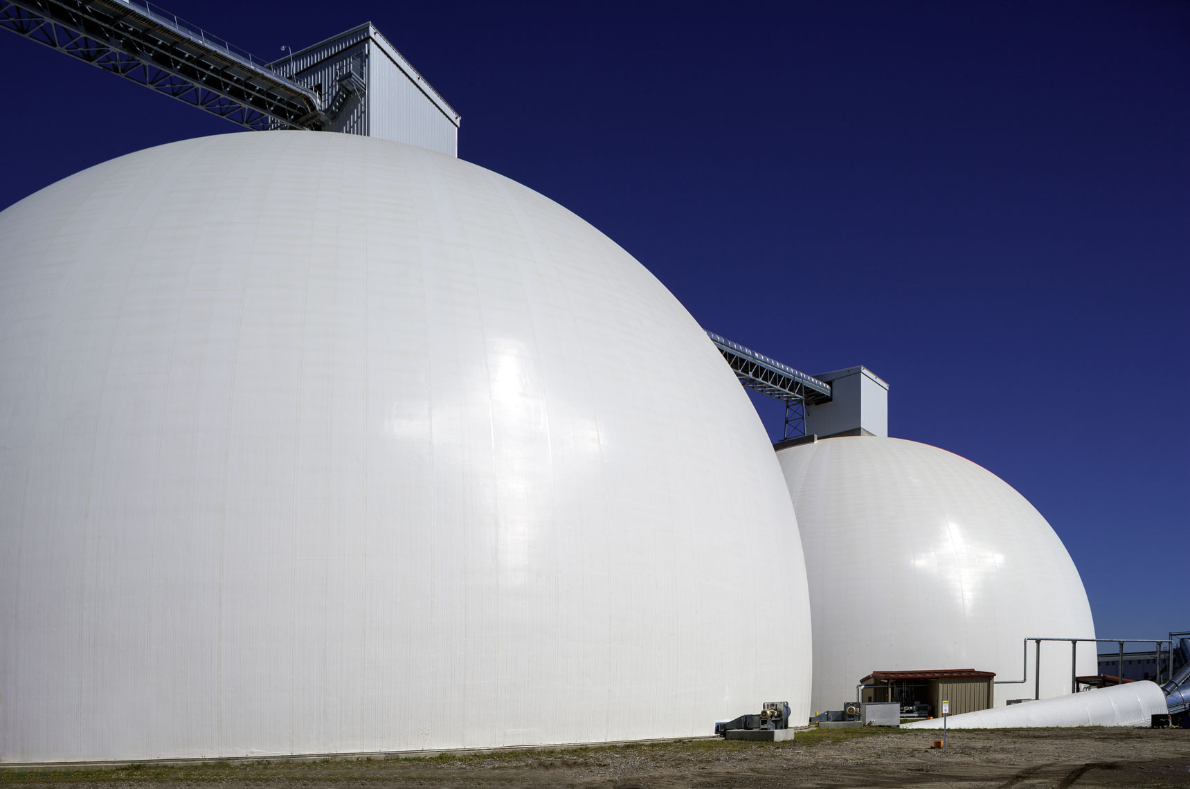 120-foot-tall domes at Drax Biomass for wood pellet storage