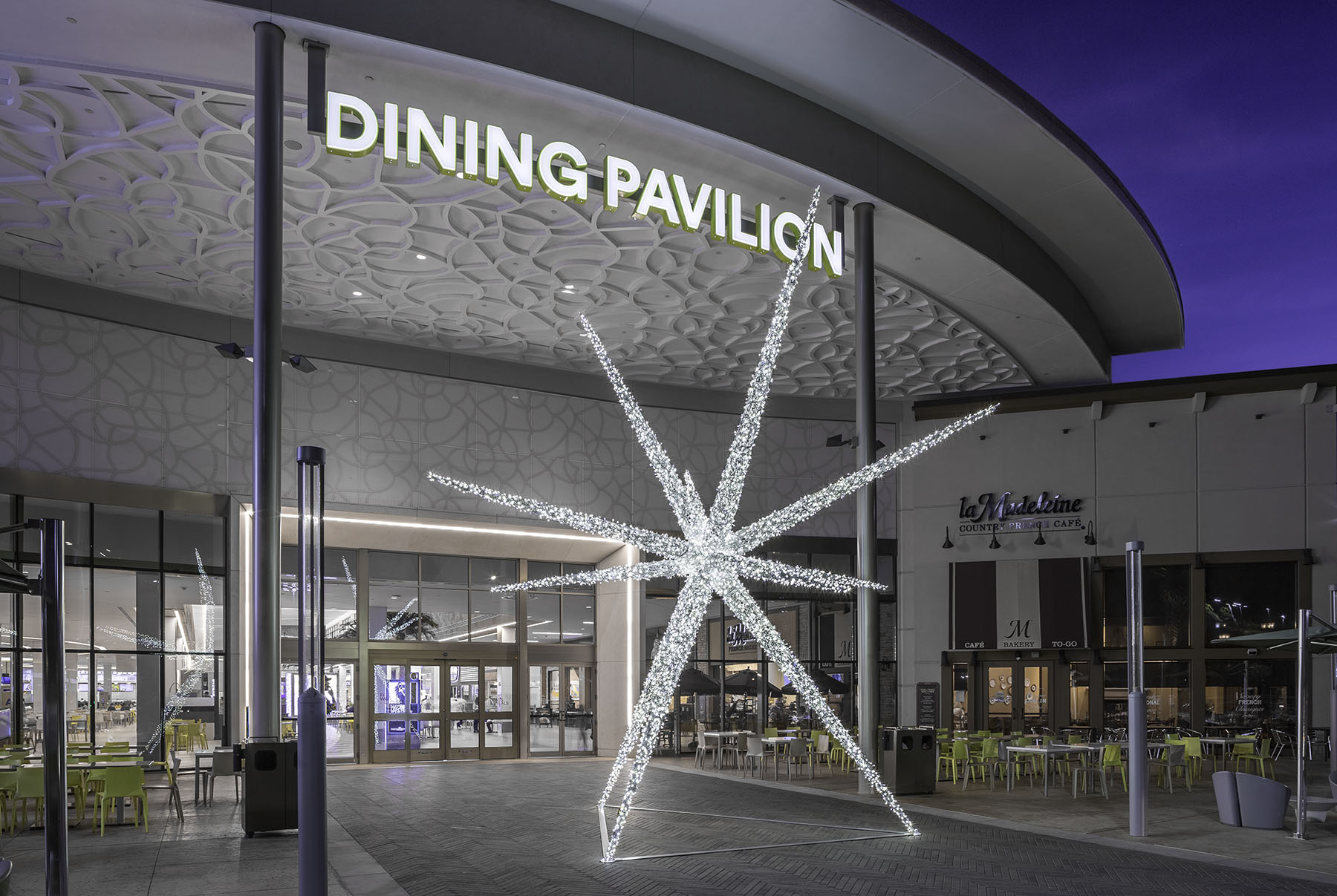dining pavilion night view at florida mall