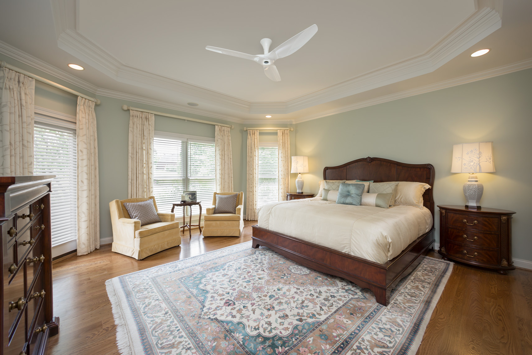 Traditional bedroom with ceiling fan