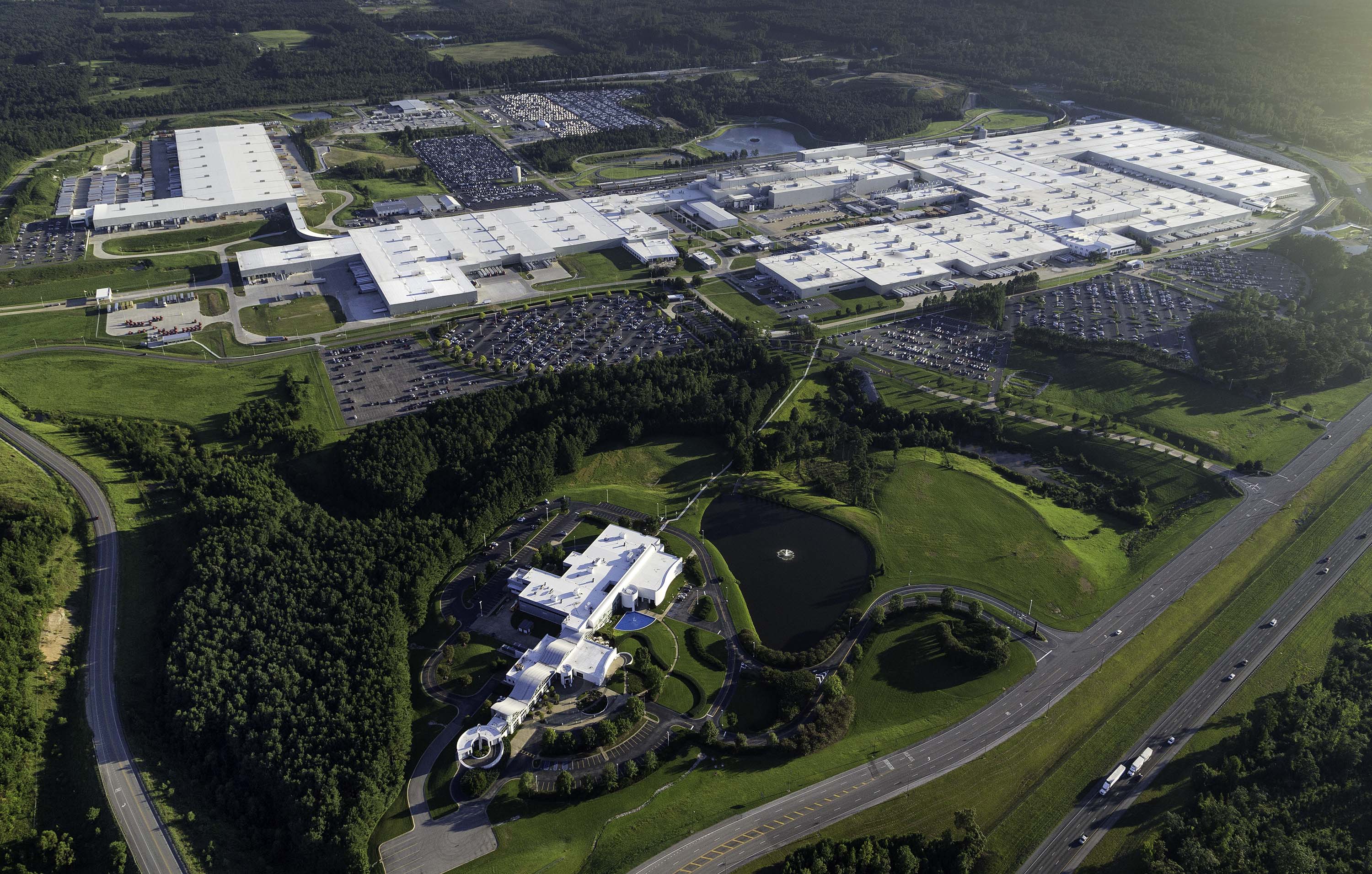 Aerial of Mercedes assembly campus in Vance, Alabama