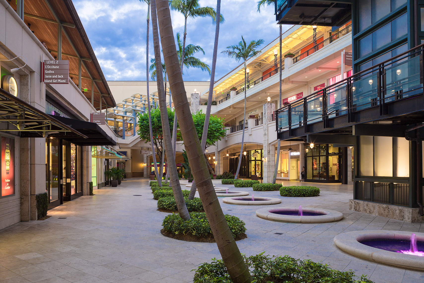 palm trees and luxury shopping at Shops At Merrick Park