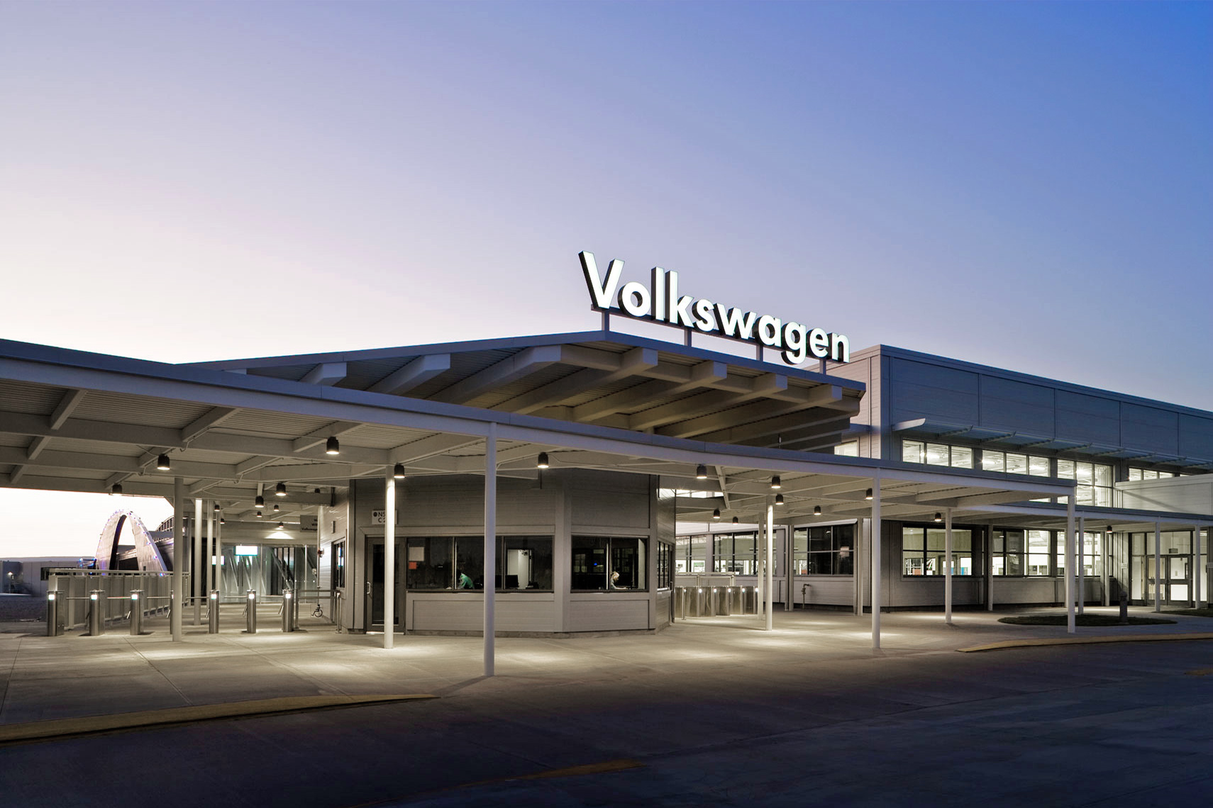 security entrance and bridge at Volkswagen Assembly