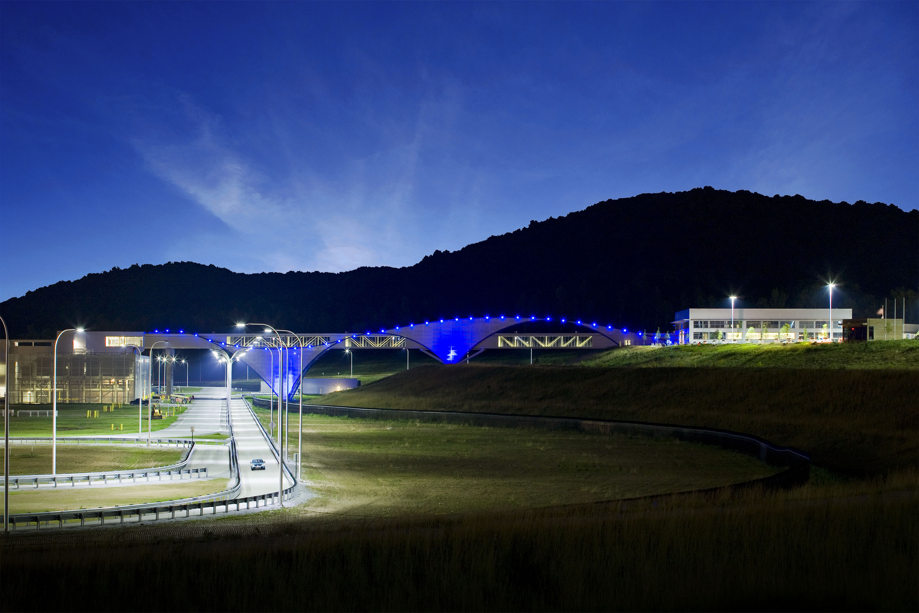 Volkswagen Chattanooga pedestrian bridge and Passat test track