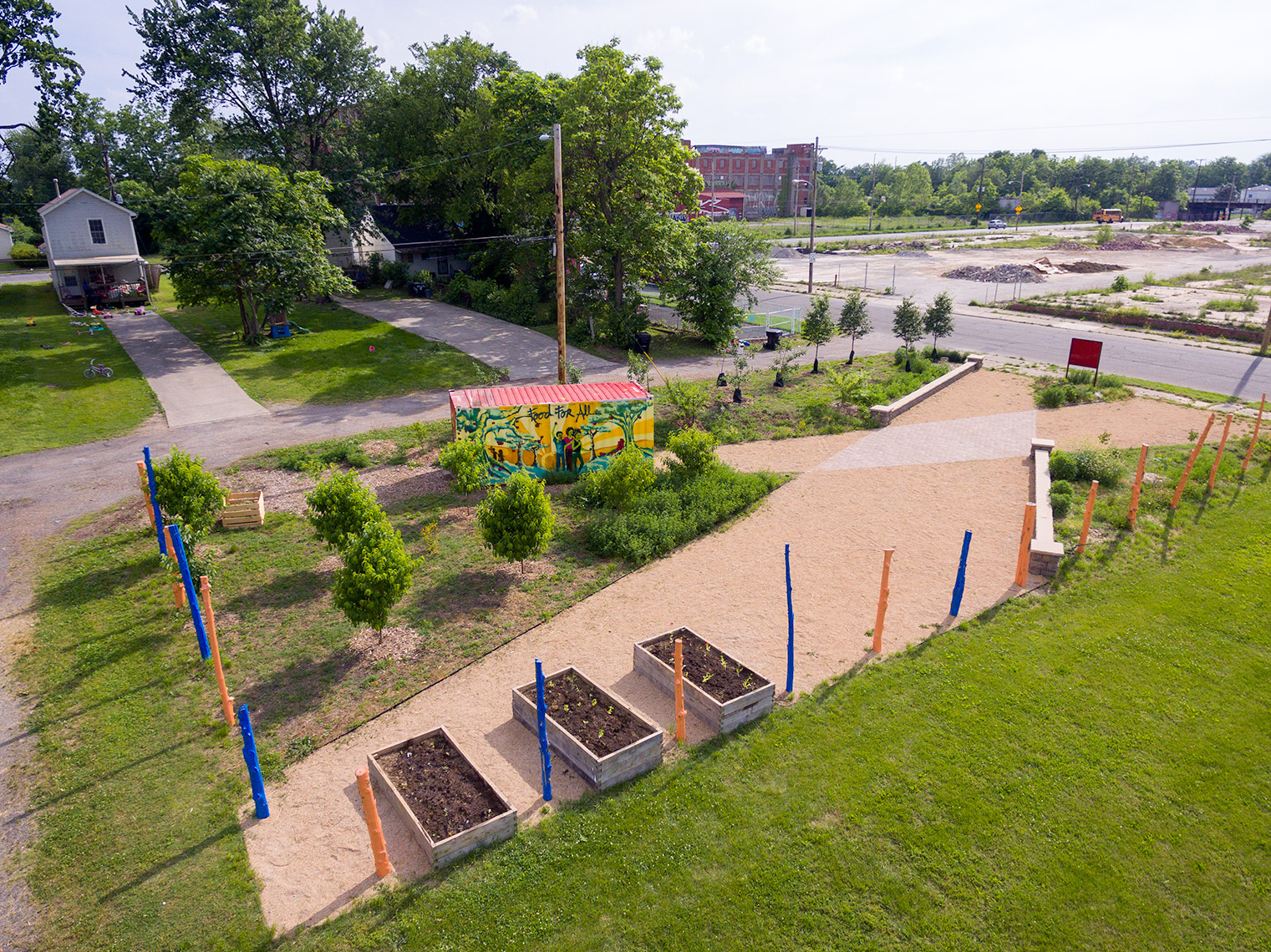  Aerial view of urban landscape project in Louisville KY