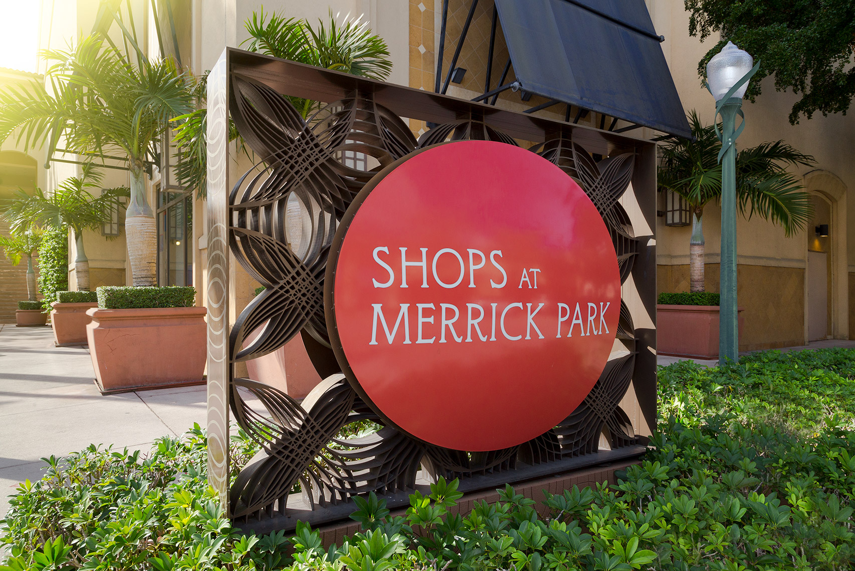 Sunset and main signage at the Shops at Merrick Park 