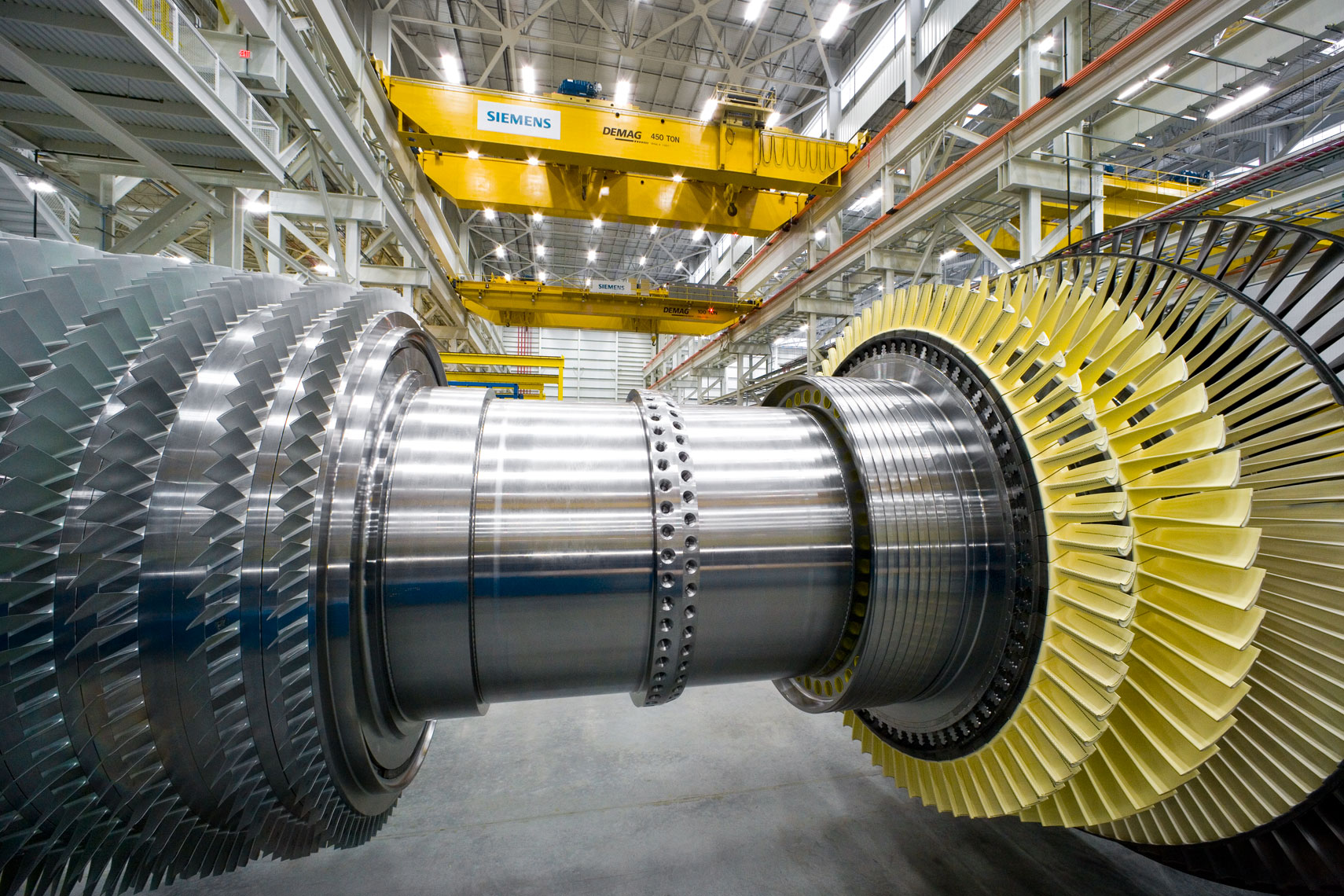 detail of gas turbine rotor at Siemens