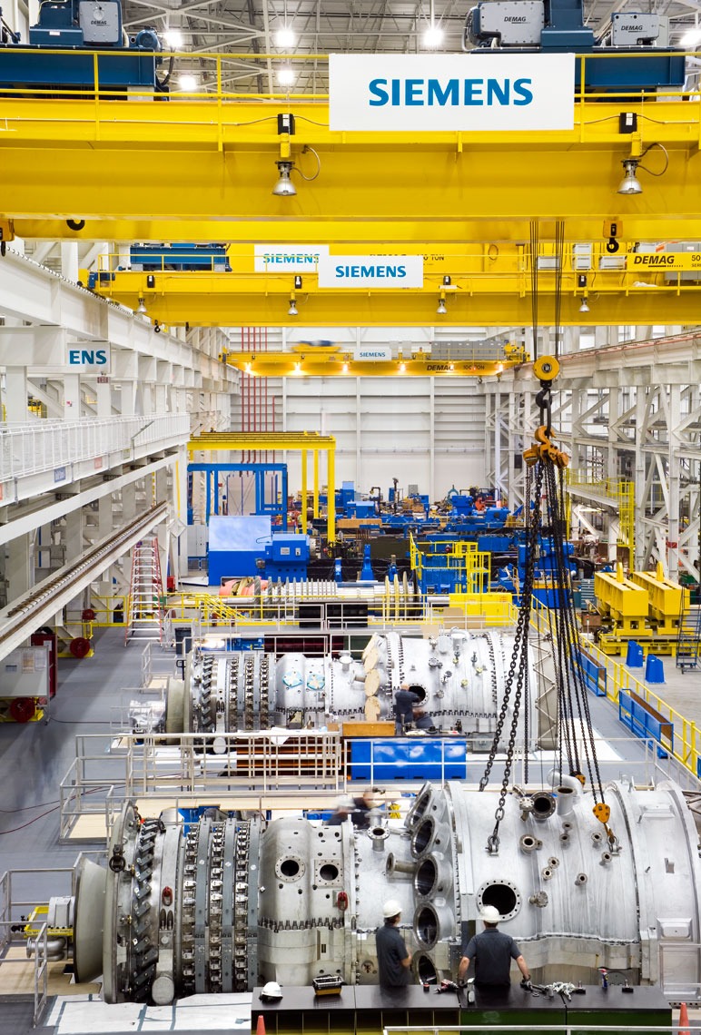 crane operation at Siemens Gas Turbine Manufacturing