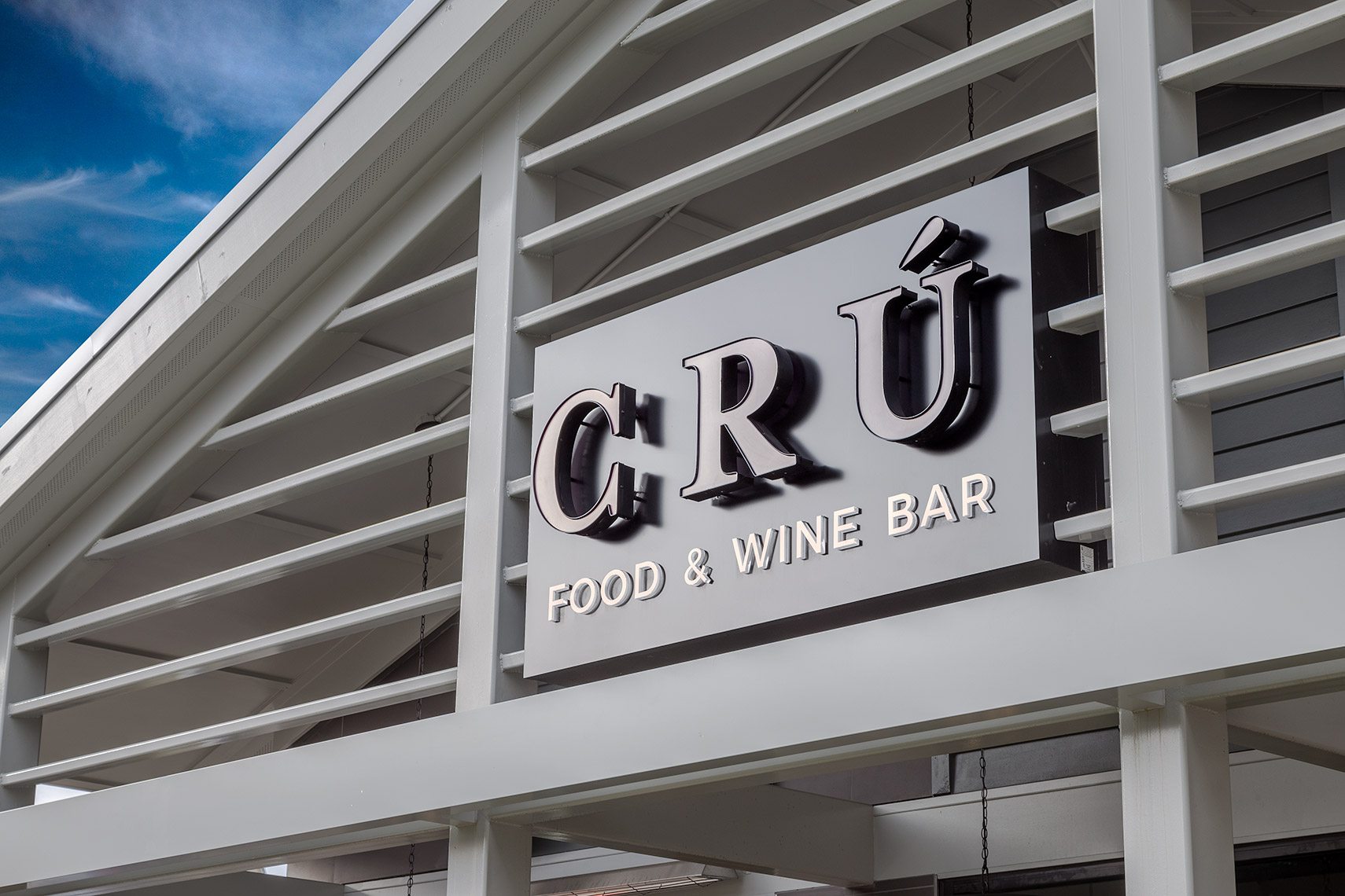 closeup of CRU wine bar signage