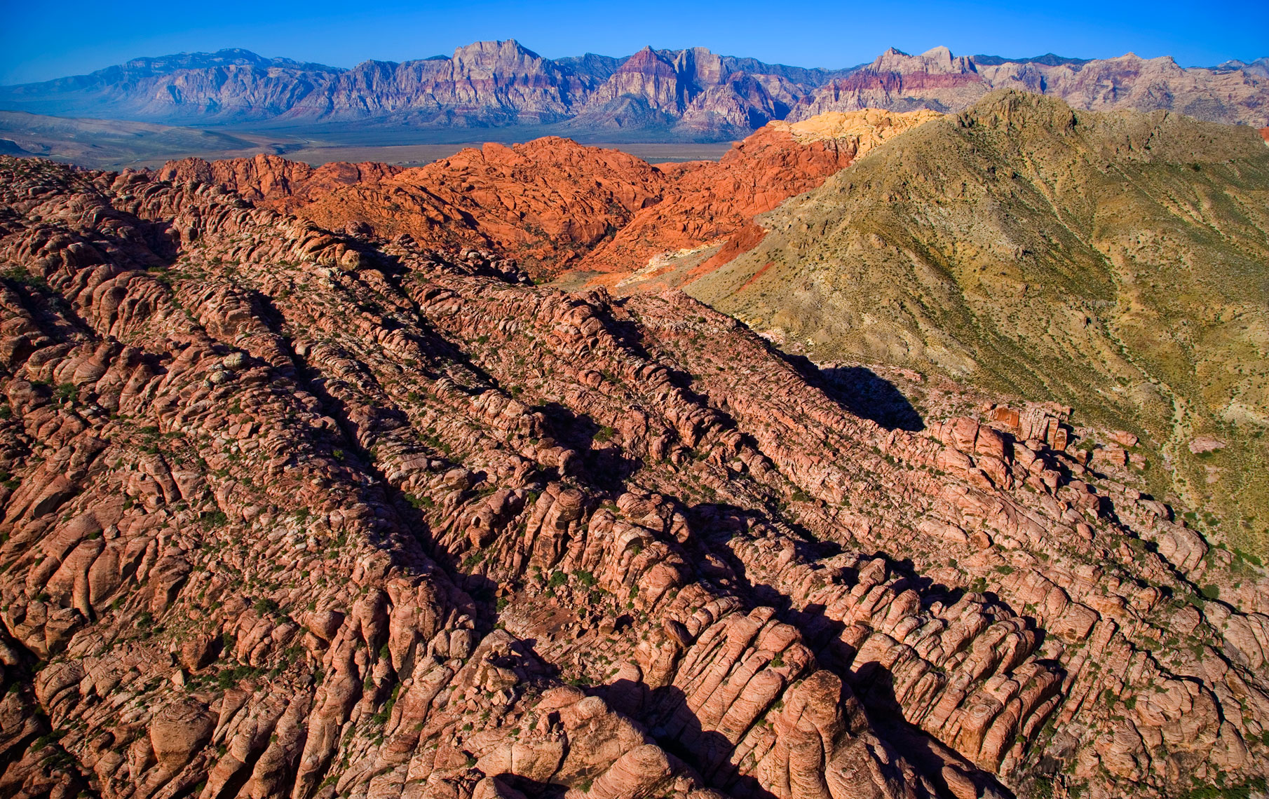 Aerial of Red Rock Canyon State Park with spectacular rock formations